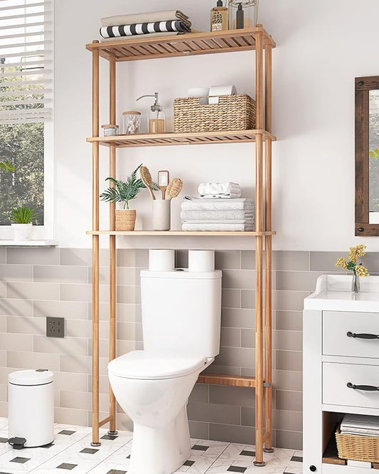 AmazerBath Bamboo Over The Toilet Storage Shelf, 3-Tier Bathroom Over Toilet by AmazerBath