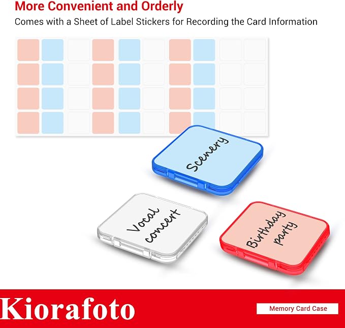 Kiorafoto SD Card Case with 36 Pack Individual Clear Plastic Memory Card Holders - Image 8