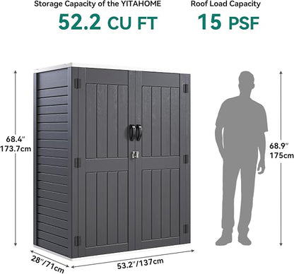YITAHOME 59 cuft Vertical Outdoor Storage Shed w/o Shelf, 5.6 x 2.3 ft Lockable - Image 7