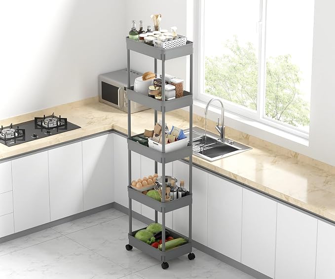 Sooyee 5-Tier Plastic Rolling Utility Cart - Image 3