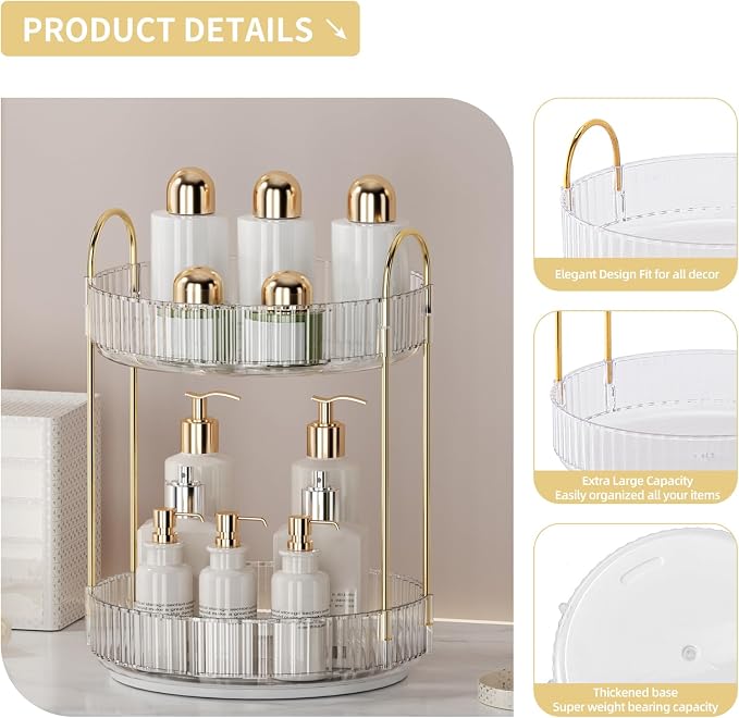 360° Rotating Makeup Organizer for Vanity - Image 6