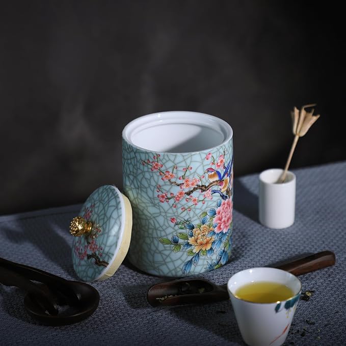 Enamel Ceramic Tea Caddy Tea Canister Tea Storage Container Tins Jar - Image 7