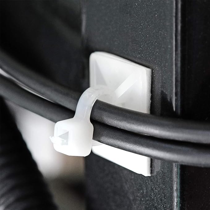 3/4" Strong Back-Glue Self Adhesive White Cable Zip Tie Mounts 100pcs - Image 3