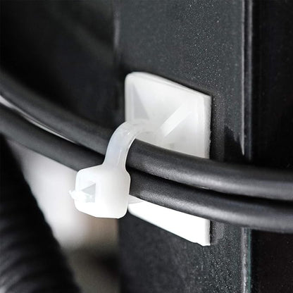 XHF 500 PCS 3/4" White Self Adhesive Cable Zip Tie Mounts Wire Cable Clips - Image 2