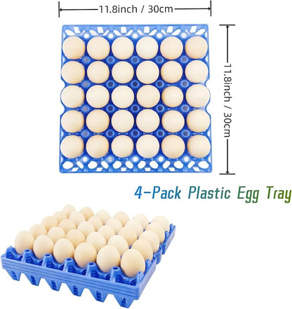 4-Pack Blue Rectangular Plastic Egg Tray, Stackable Egg Crates, 30-Egg Capacity - Image 3