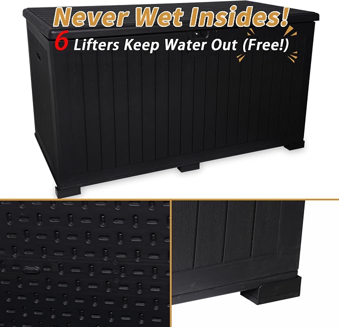 KUIKUI 288 Gallon Waterproof Deck Box, Outdoor Storage Box Waterproof Lockable - Image 9