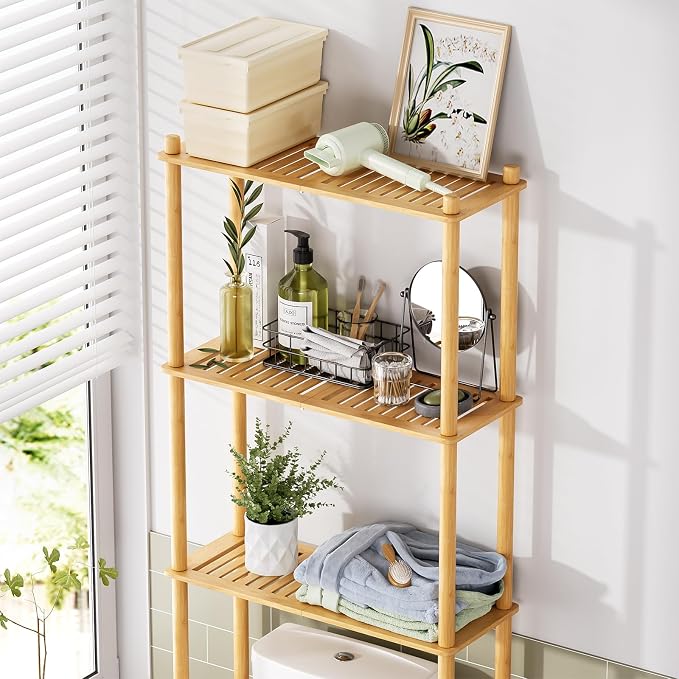 AmazerBath Bamboo Over The Toilet Storage Shelf, 3-Tier Bathroom Over Toilet - Image 3