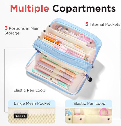 Sooez Large Pencil Case Pouch, Extra Big Pencil Bag - Image 4
