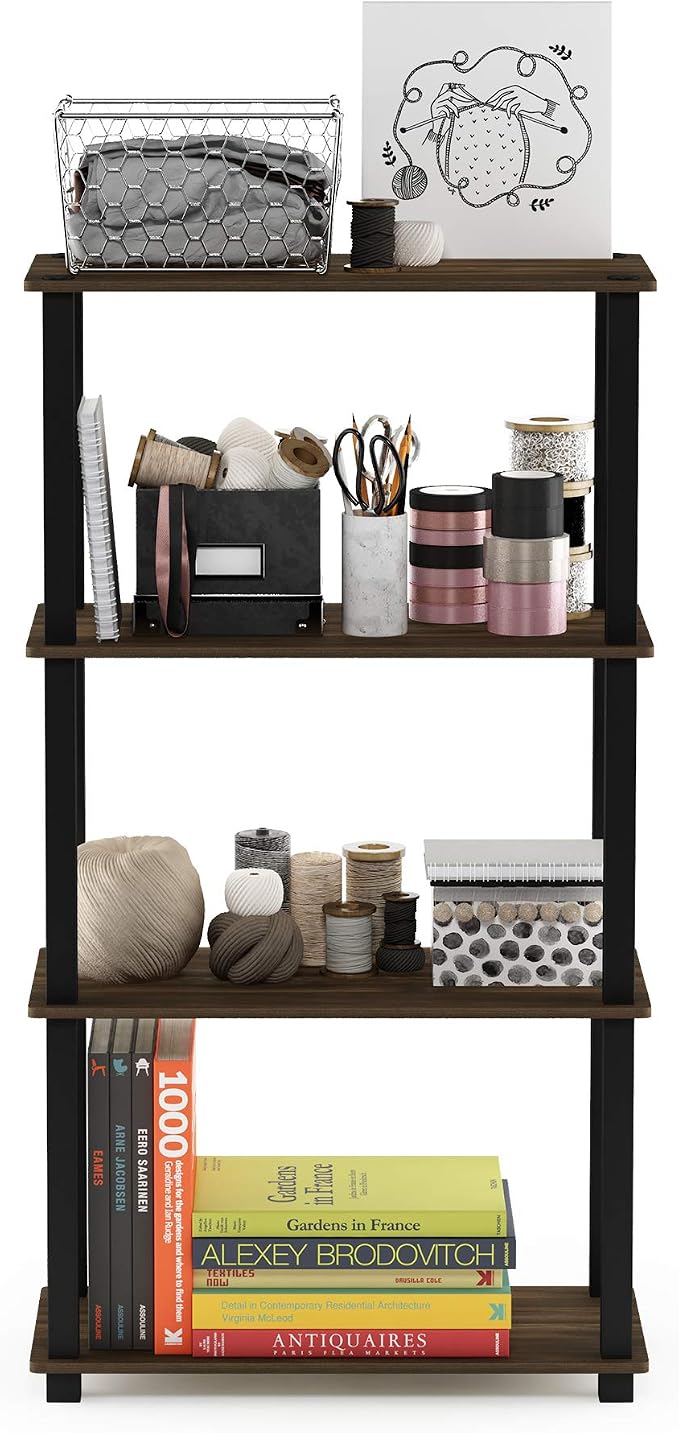 Furinno TURN-S-TUBE Storage Shelves, 4-Tier Book Shelf, Corner Shelf, Toolless - Image 4