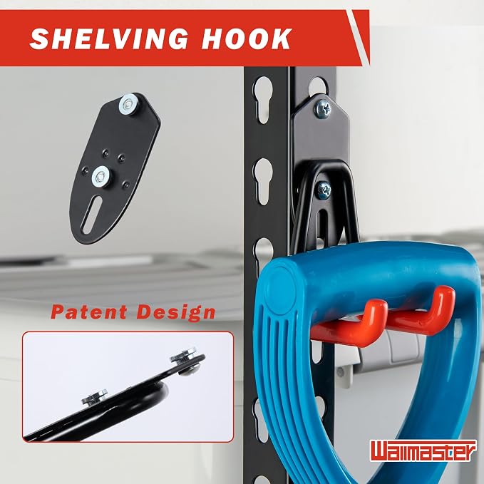 Wallmaster Garage Hooks Organizer Kit, 12 Pack Adjustable Heavy Duty Shelving - Image 2