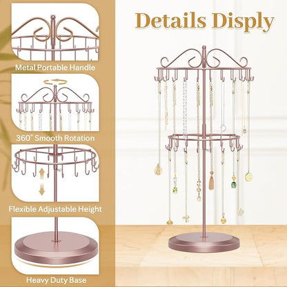 MODOWEY Rotating Necklace Holder Organizer Display Stand - Image 4