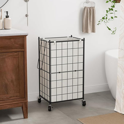 WOWLIVE Laundry Hamper with Wheels, Metal Wire Frame Rolling Laundry Basket - Image 2