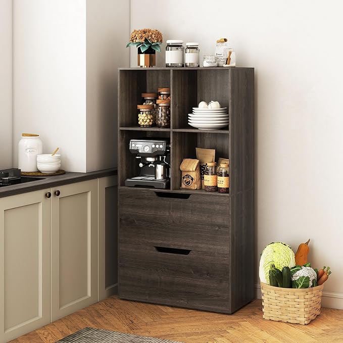 GOFLAME 4-Tier Bookcase with 2 Drawers, 51” Tall Bookshelf with 4-Cube Open - Image 8