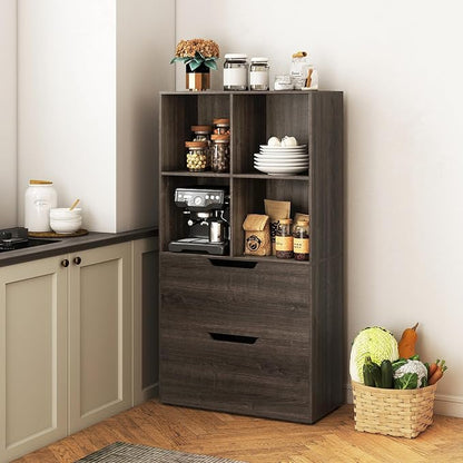 GOFLAME 4-Tier Bookcase with 2 Drawers, 51” Tall Bookshelf with 4-Cube Open - Image 7