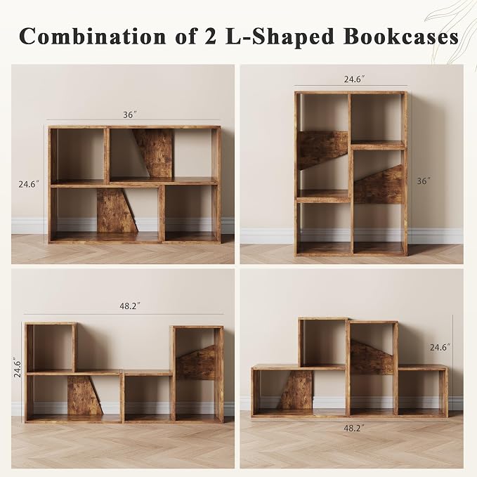 MapleGrace 6 Cube Storage Organizer, Wooden Storage Shelves Bookcase - Image 7