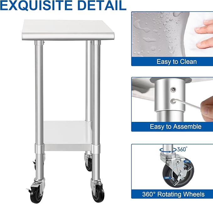 HARDURA Stainless Steel Commercial Table Prep & Work Table - Image 6
