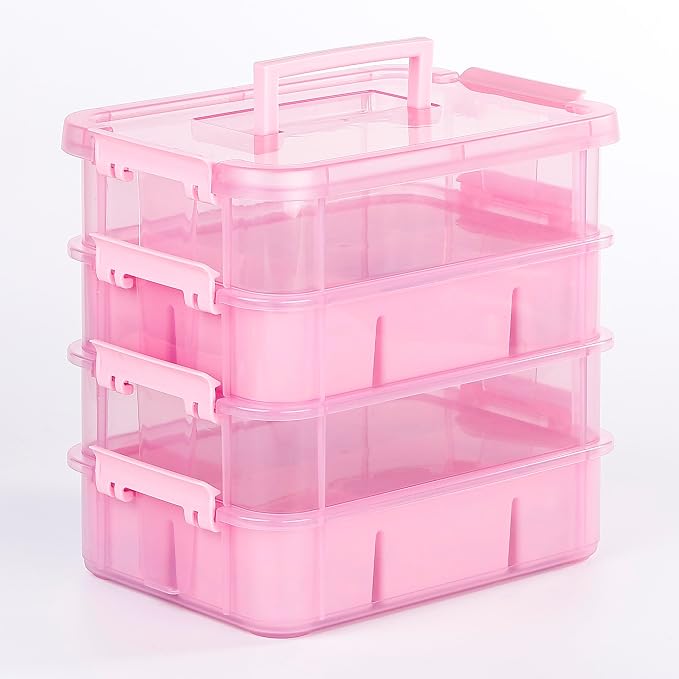 CraftGenes Art Supply Storage Organizer, 4-Tier 10 Qt Box, 2 Trays, Accessories by CraftGenesTools