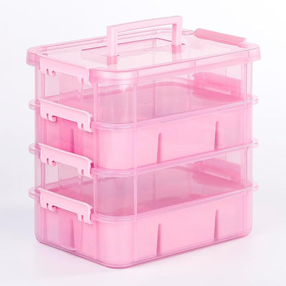 CraftGenes Art Supply Storage Organizer, 4-Tier 10 Qt Box, 2 Trays, Accessories by CraftGenesTools