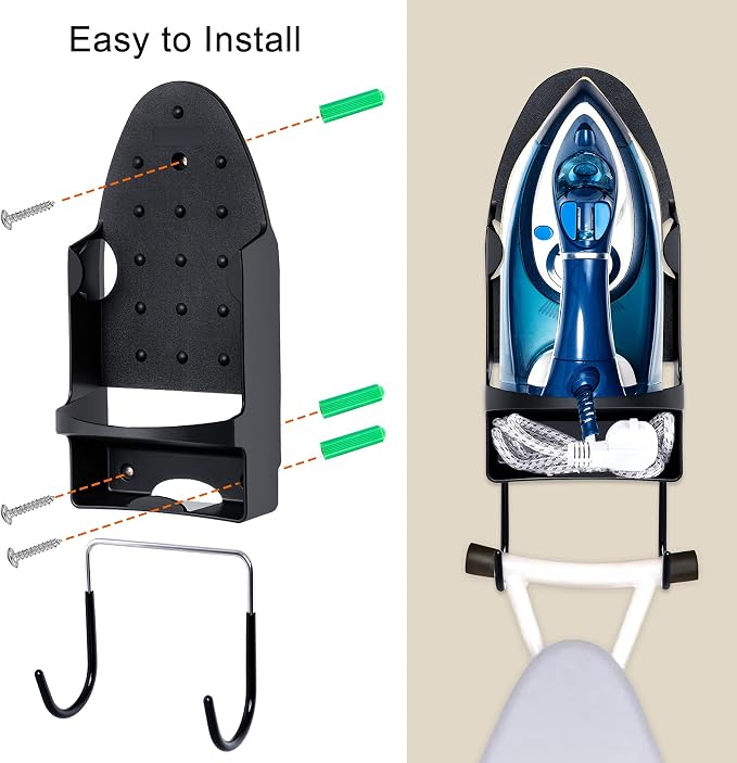 Ironing Board Hanger Wall Mount Ironing Holder Heat Resistant Iron Hanger - Image 6