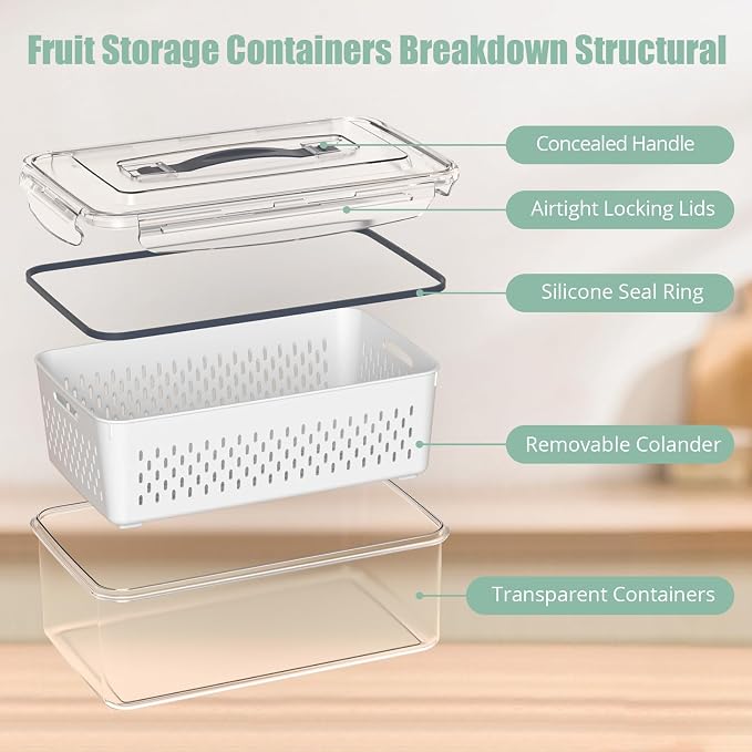 5 Pcs Fruit Storage Containers For Fridge - Image 4