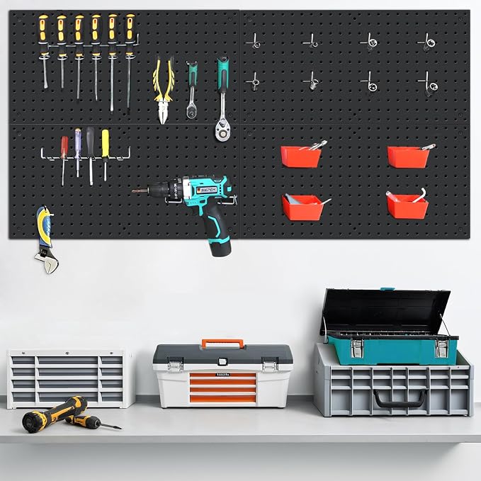 4 Pack 12-Inch X 24-Inch Metal Pegboard Wall Panels, Peg Boards - Image 7