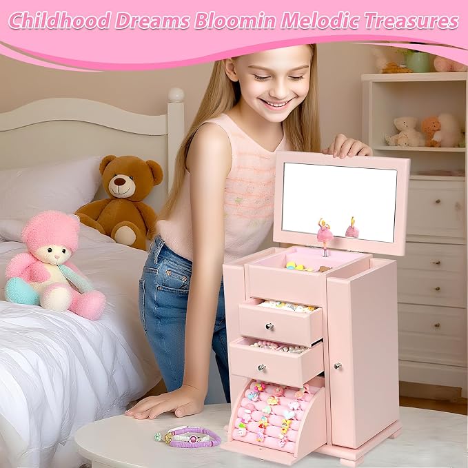 Emfogo Musical Jewelry Box for Girls, Large Kid Music Box - Image 6