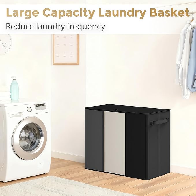 180L Laundry Hamper 3 Section, Large Laundry Basket - Image 8