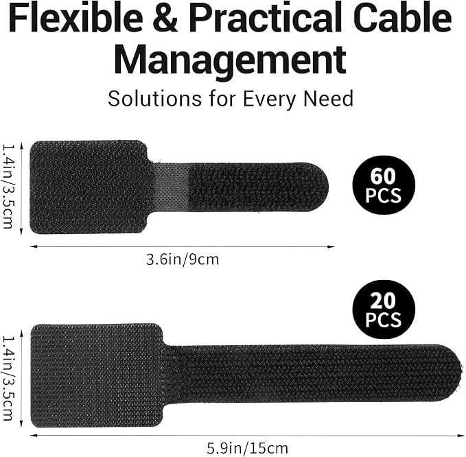 80 Pack Reusable Cable Ties - Image 2