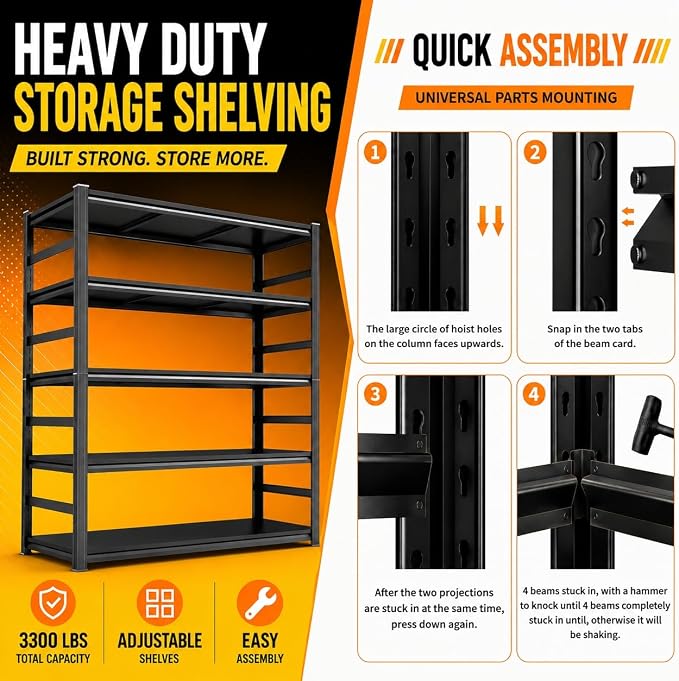 Garage Shelving, Heavy Duty Storage Shelves, Adjustable Boltless Units | Metal - Image 7