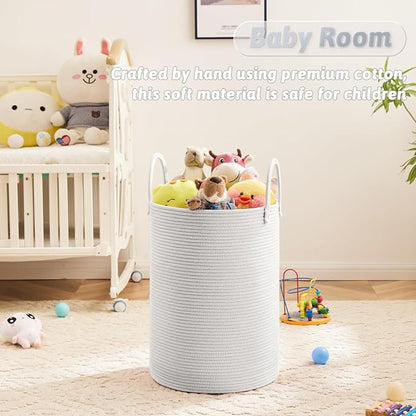 Laundry Basket, Woven Cotton Rope Laundry Hamper, 80L - Image 4