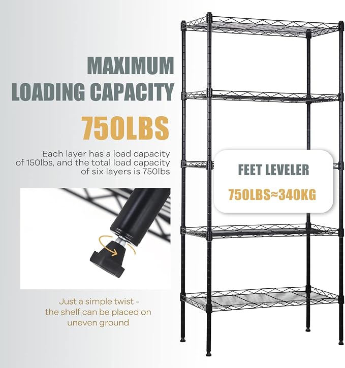NChanmar 5-Tier Metal Shelving Unit Storage Shelves 48"x21"x12" Heavy Duty - Image 3