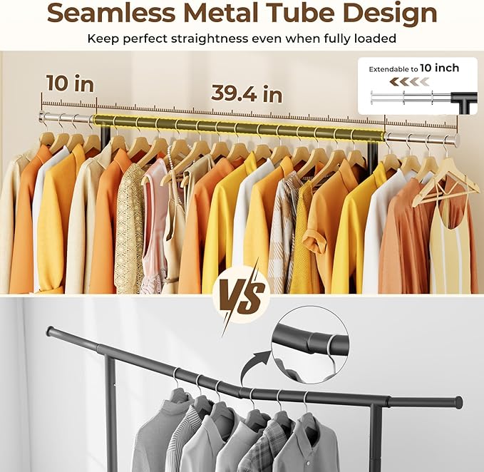 Heavy-Duty 450LBS Capacity Metal Clothes Rack，Rolling Clothing Rack - Image 3
