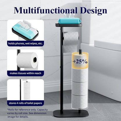 Kitsure Toilet Paper Holder Free Standing – Rustproof Metal Toilet Paper Stand - Image 3