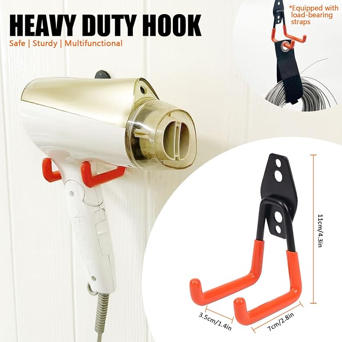 Heavy Duty Garage Storage Hooks, 4 Pack Utility Steel Garage Tool Organizer - Image 2