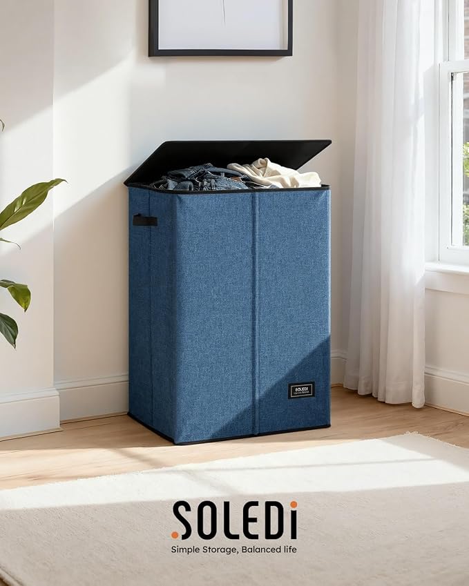 SOLEDI Laundry Hamper with Lid 130L Large & Tall Collapsible Laundry Basket - Image 8