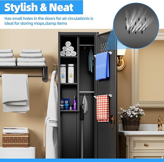 72''H Metal Broom Closet Storage Cabinet - Image 7