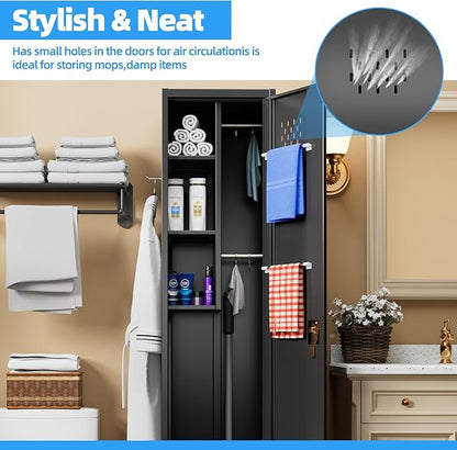72''H Metal Broom Closet Storage Cabinet - Image 7