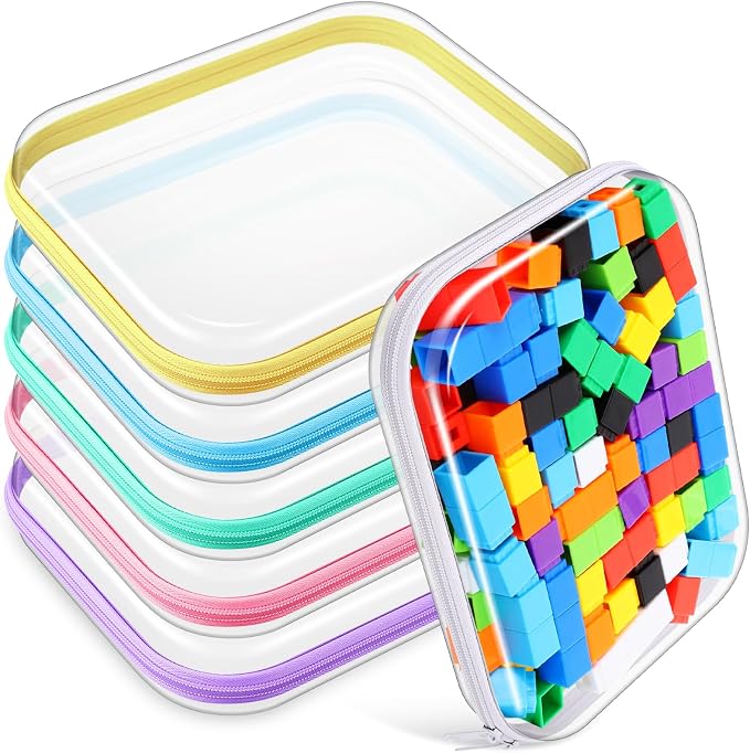 Sanwuta 6 Pcs Clear Hard Zipper Case Hard Plastic Zipper Pouches Transparent by Sanwuta