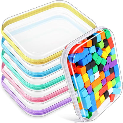 Sanwuta 6 Pcs Clear Hard Zipper Case Hard Plastic Zipper Pouches Transparent by Sanwuta