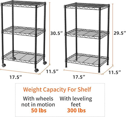 SINGAYE 3 Small Shelves Storage Shelf Wire Shelving Unit Metal Shelf Adjustable - Image 3