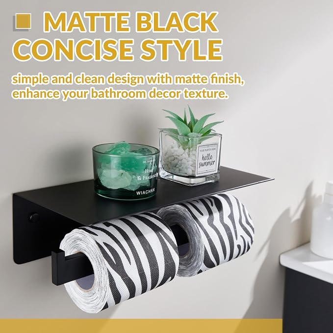 APLusee Matte Black Double Toilet Paper Holder - Image 9