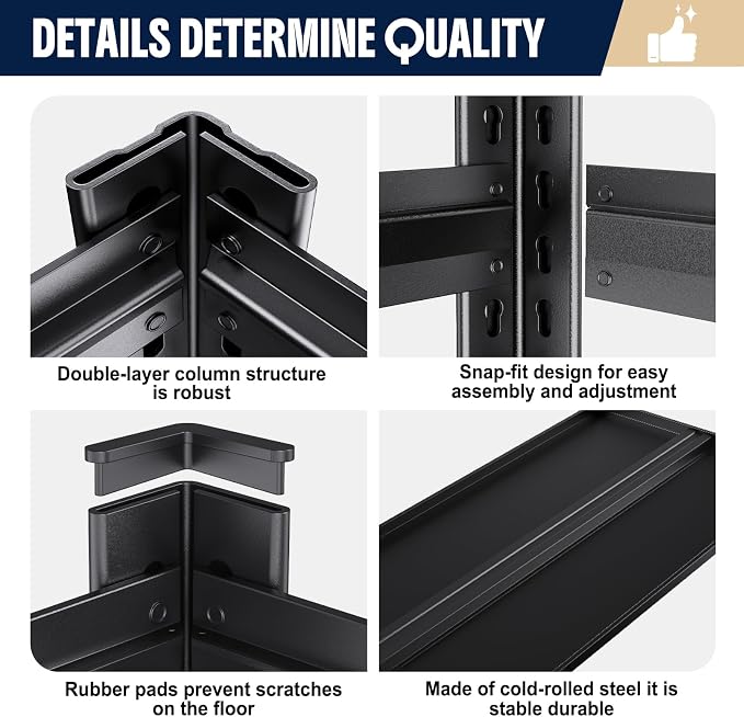 Heavy Duty Metal Garage Shelving Unit, 71.2" H x 35.4" W x 16" D, 5-Tier - Image 4