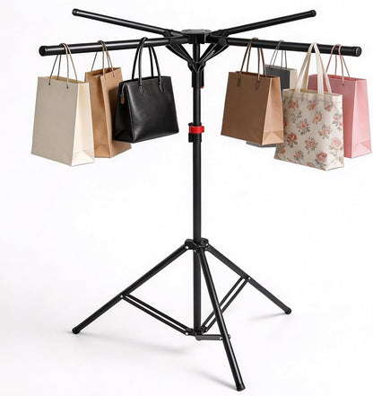 CozyNova Shopping Bag Rack: Adjustable Height & Base, Premium Metal Display by CozyNova