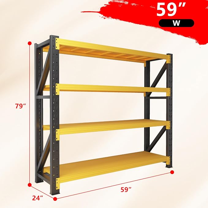 5000LBS Garage Shelving Heavy Duty, 59” W Storage Shelves, 4-Tier Adjustable - Image 2