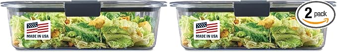 Rubbermaid Brilliance Food Storage Container, 9.6 Cup | Clear | Pack of 2 by Rubbermaid