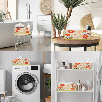Spring Flowering Plants Bathroom Storage Basket, Foldable - Image 5