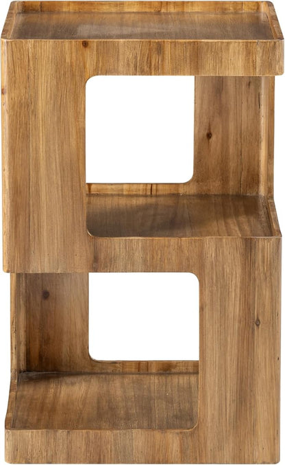 COZAYH Farmhouse Geometric Wood End Table, Distressed Accent Side Table - Image 7