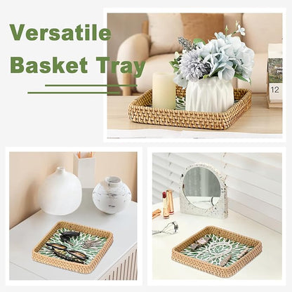 Woven Key Basket for Entryway Table Wicker Basket Tray Key Holder Decorative - Image 4