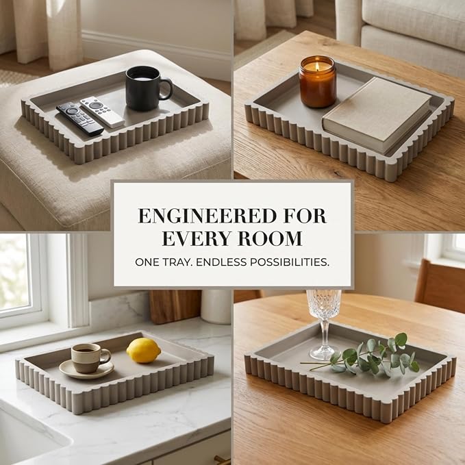 OAKOA Concrete Decorative Tray for Coffee Table Tray Decor - Image 6