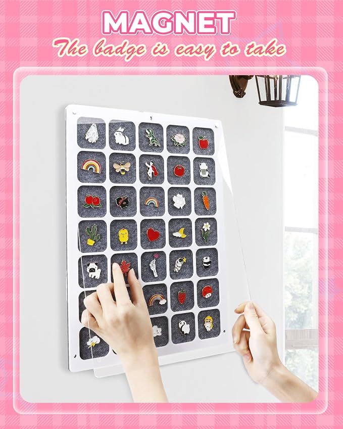 UCEC 35 Grids Clear Acrylic Pin Display Board & 50 PCS Rubber Pin Clutches - Image 4